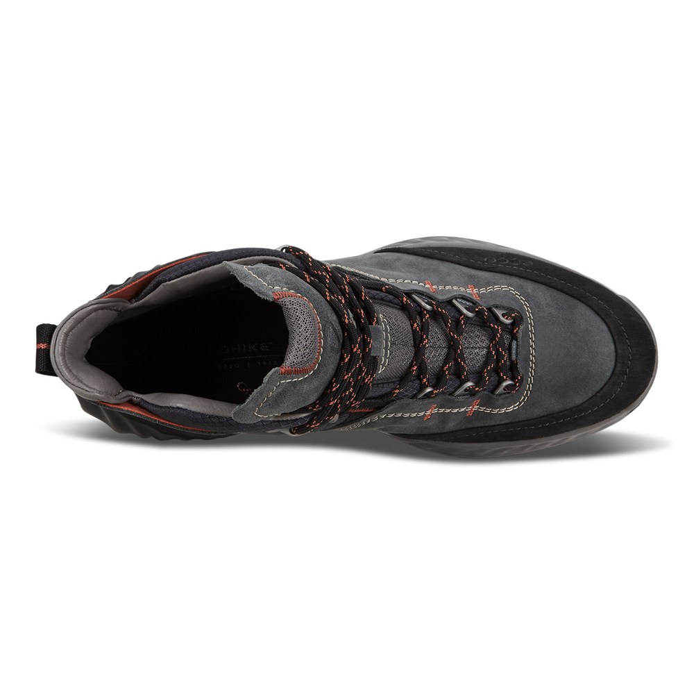 Mens Hiking Shoes - ECCO Exohike Mid Gtx - Black - 7143TJIFH